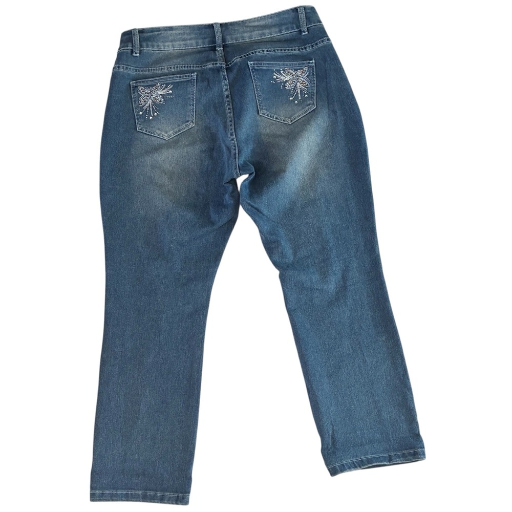 JEAN’S DENIM Distressed Front Bedazzled Pocket Jeans